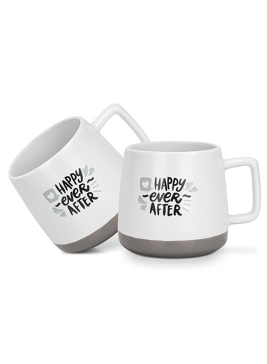 2-Piece Mugs 400ml Happy Ever After Coffee Mugs Set Couple Mug Valentines Day, New Bone China with Non Slip Bottom Coffee Cups for for Tea, Coffee, Present For Her/Him, Surprise Gift For Heart Day