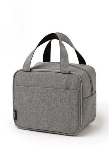Double Layer Waterproof Portable Fresh-keeping Lunch Box Bag Nylon Grey