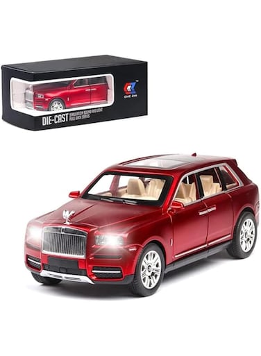 EROCK Exquisite car Model 1/24 Rolls-Royce CULLINAN Model Car,Zinc Alloy Pull Back Toy car with Sound and Light for Kids Boy Girl Gift. (Red-CULLINAN)
