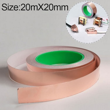 Pure Copper Double-sided Conductive Copper Foil Tape Signal Masking Tape, Size: 20m x 20mm