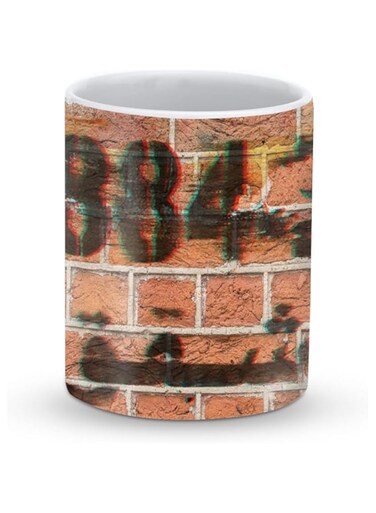 Stylizedd Designer Printed Coffee Mug with Heavy Duty Handle 11oz Ceramic Personalised Gift Mugs Cup [Microwave Safe &amp; Dishwasher Proof ] - Wall Stencil