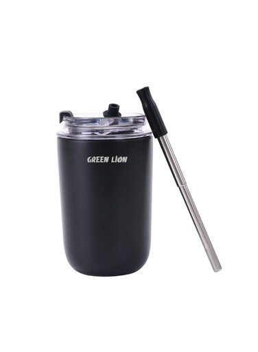 LION Vacuum Travel Mug Lite 280 mL / Stainless Steel Material / Keep 6hrs Hot / Cup Holder Friendly / Food Grade Silicone Straw / Keep 12hrs Cold - Black