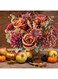 Purfex Artificial Fall Flowers Fake Roses Silk Bouquets with Hydrangea Autumn Faux Flowers  1 Bundle Arrangements for Home Fall Wedding Table Centerpieces Party Decor (Orange+Red)