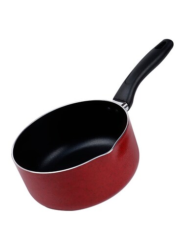 2 Litre Durable Nonstick Coated Aluminium Milk Pan Saucepan 18cm - Red