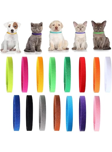 GERRIT Puppy Whelping Collars, 15pcs Puppy ID Collar sNewborn Pet Collars, Double-Sided Soft Adjustable ID Bands for Newborn Pet Dog Cat