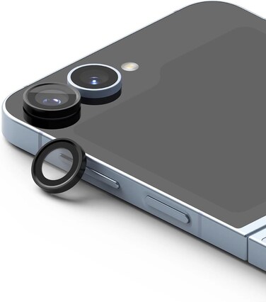 Samsung Galaxy Z Flip 6 Camera Lens Protector, [Installation Tray] 9H Tempered Glass Camera Cover Screen Protector Metal Individual Ring for Samsung Galaxy Z Flip 6 Black
