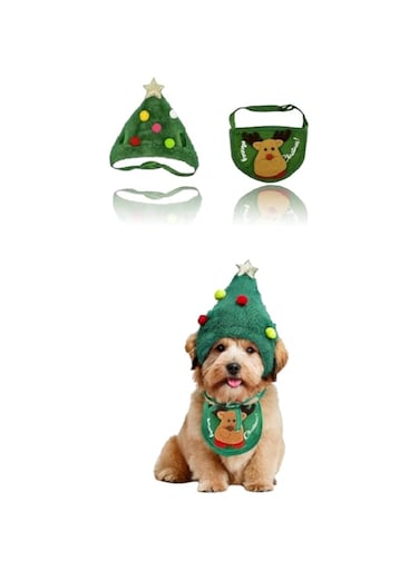 Sweet seven Christmas Pet Costume for Dogs and Cats - Santa Elf Cosplay Outfit with Adjustable Collars, Perfect for Small, Medium, and Large Pets (Small, Green)
