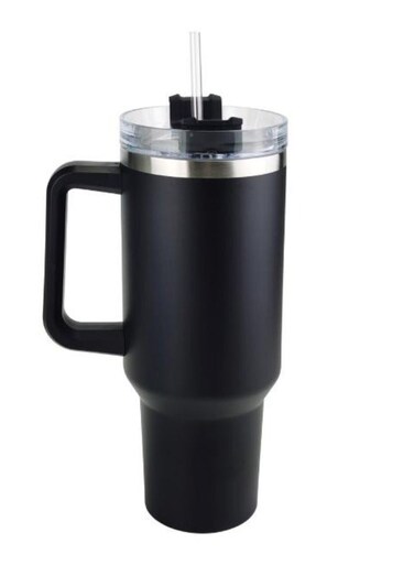 LLC 40oz Tumbler with Straw and Lid Stainless Steel Coffee Mug Travel Leak Proof Vacuum Insulated Coffee Cup for Hot and Cold Coffee Drink BPA Free Black