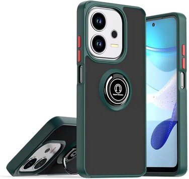 Oppo A40 Case/Oppo A3X Case/Oppo A3 Case Flexible Silicone Case, Camera Protection Thin Translucent Shockproof Matte Back Cover with 360 rotational Magnetic Ring Holder (Green)