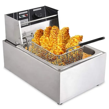 6 L Electric Fryer, 2500W Deep Fat Fryer with Frying Basket, Stainless Steel Countertop Fryer.