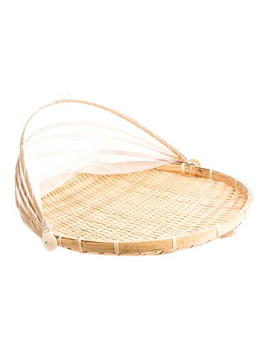 Big Food Cover With Base Beige 42centimeter