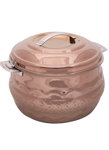 Stainless Steel Waves Hotpot With Nakshi Bottom 3.5 Liters Rose Gold Colour