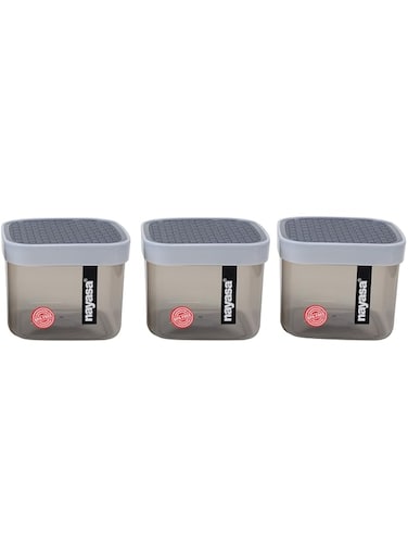 Nayasa Superplast Fusion Plastic Container Set, 750 ml, Set of 3, Grey