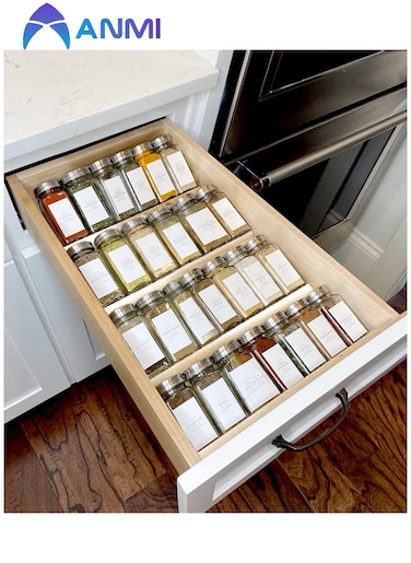 4 PCS Clear Acrylic In Drawer Seasoning Jars Rack,Kitchen Spice Rack Tray for Drawer/Countertop (Jars not included)