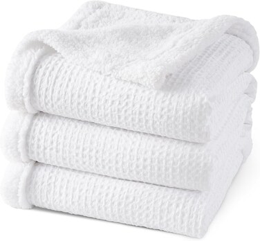 Waffle Sherpa Blanket Queen Size (230cm x 230cm), Luxury Plush Flannel Fleece for Winter, Reversible &amp; Cozy Soft, White