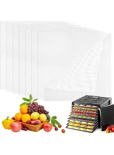 Azonee Silicone Dehydrator Sheets, Pack of 8 Reusable BPA-Free Non-Stick Drying Films, 40 x 40 cm for Fruit Dryers, Suitable for Steaming and Dehydrating