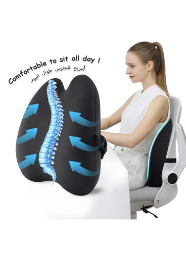 Support Pillow for Office Chairs, Car Seats, Computer Chairs, and Gaming Chairs; Memory Foam Back Cushion for Back Pain Relief and Posture Improvement; Adjustable Straps
