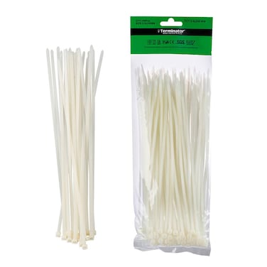 Terminator Cable Ties In White Colour (100Pcs In Bag)