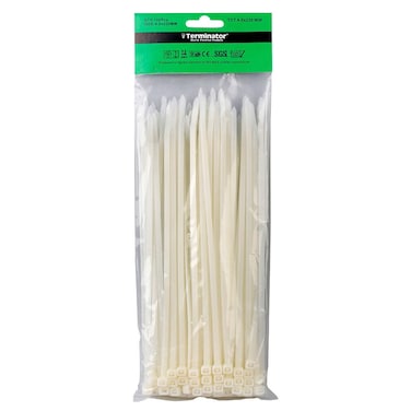 Terminator Cable Ties In White Colour (100Pcs In Bag)