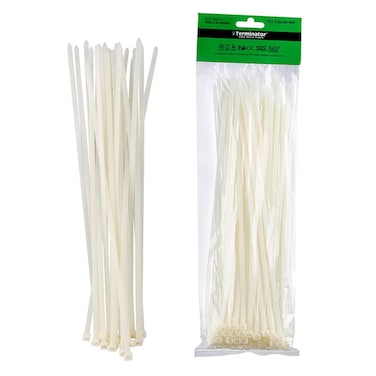 Terminator Cable Ties In White Colour (100Pcs In Bag)
