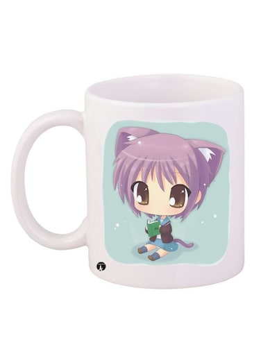 Anime Printed Coffee Mug White/Green/Purple