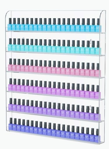 Acrylic Wall Mounted Nail Polish Display Stand   Display Rack   Nail Polish Organizer Storage for Wall Mounted Storage Shelves Holder - 6 Tier