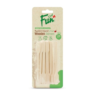 فن كوفي تايمز أداة تقليب القهوة مقاس 12 سم لون بيج 24 قطعة