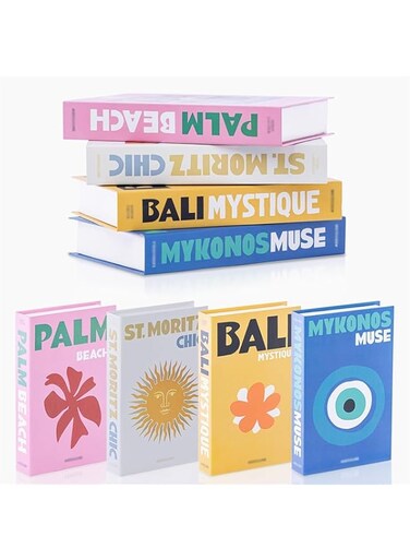 THE WHITE SHOP 4 PCS Decorative Books, Modern Fashion Faux Books Set for Hardcover Home Decor, Fake Book Stacks Display for Bookshelf Living Room Decor