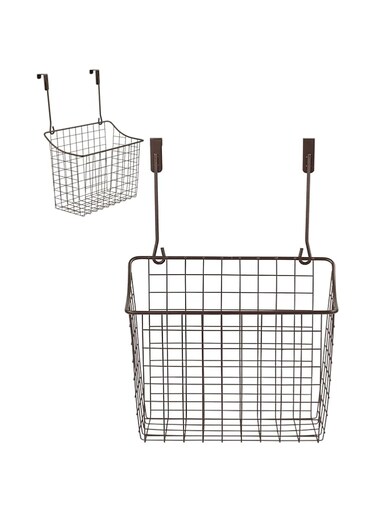Spectrum Diversified Grid Over The Cabinet Wire Storage Basket Large (Bronze) - Organizer for Bathroom, Kitchen, Under Sink, Pantry, Hair Tools, &amp; More