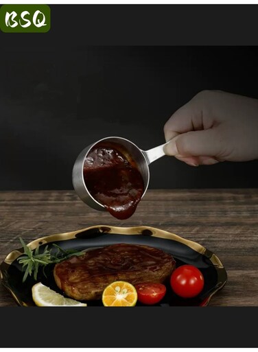 4 pcs silver 304 stainless steel condiment cups   sauce cups   sauce containers   with handles (60ml each)   mini bowls with hanging holes   multi-functional condiment dishes.