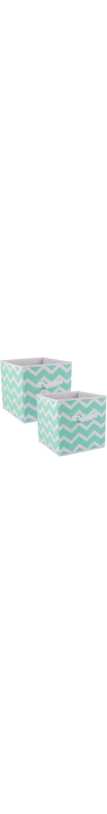 DII Non Woven Polyester Storage Bin, Chevron, Aqua, Small Set of 2