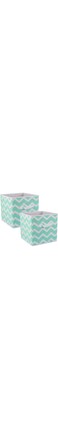 DII Non Woven Polyester Storage Bin, Chevron, Aqua, Small Set of 2