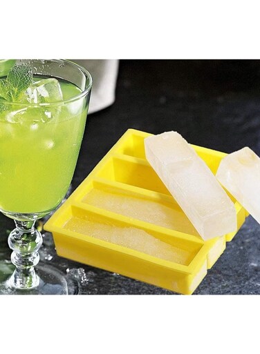 Rectangular Ice Cube Tray with Lid 4 Grid Ice Mold Quick Freeze Easy Release and Clean Ice Maker for Beverages