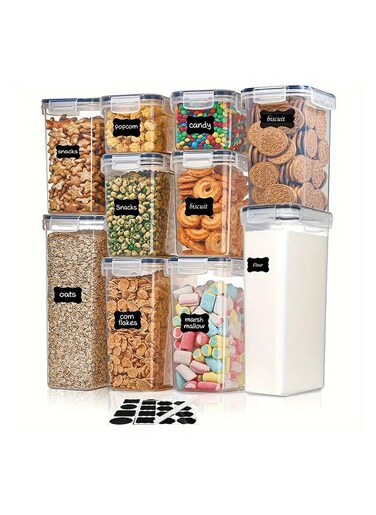 Food Storage Containers 10 Pack by Piece Pick and Choose your Preferred sizes Airtight, Leak Proof, Stackable with Lock Lids, Plastic Storage Jar Storage Tank, BPA Free.