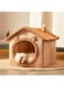 Cute Cat Beds for Indoor Cats, Cozy Foldable Dog Tent Bed, Small Cat Cave Bed with Removable Cushion Pillow, Soft Warm Dog House for Kittens Puppy Small and Medium Dogs(Brown, 15.75 * 13.8 * 15In)
