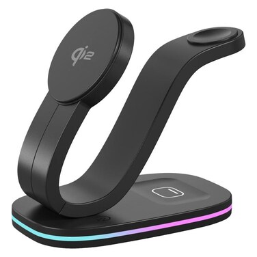 3 in 1 Phone / Earphone / Watch Universal Wireless Charger &ndash; Black