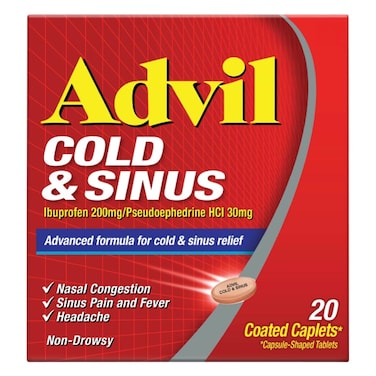 Advil Cold &amp; Sinus Caplets, Pack of 20&rsquo;s