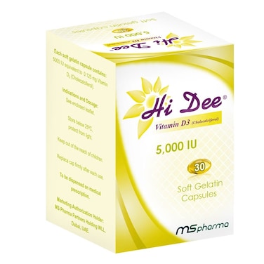 Hi Dee Vitamin D3 5000 IU Soft Gelatin Capsules 30's