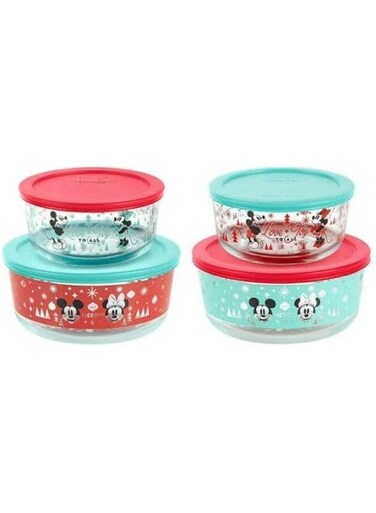 Pyrex Glass 8-piece Decorated Food Storage Set - Mickey &amp; Minnie