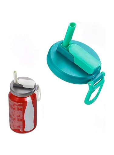Soda Can Cover with Straw, Can Covers with Straws, Spill-Proof Soda Can Lids, Can Toppers Reusable, Drink Lid For Cans, Tins, Fizzy Drinks, Juice, Soda Water, Canned Beverages (Blue-green B)