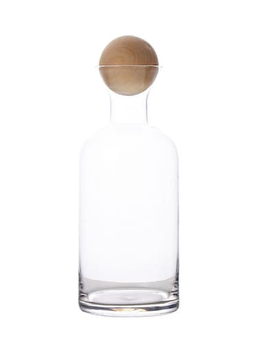 Retro Nordic Glass Straight Pot With Wooden Stopper Clear 10x10x24.5cm