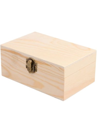1pcs Wood Jewelry Box Wooden Box with Lid and Locking Clasp DIY Craft Storage Case for Jewelry Home Wedding Centerpiece Decoration (Rectangle)