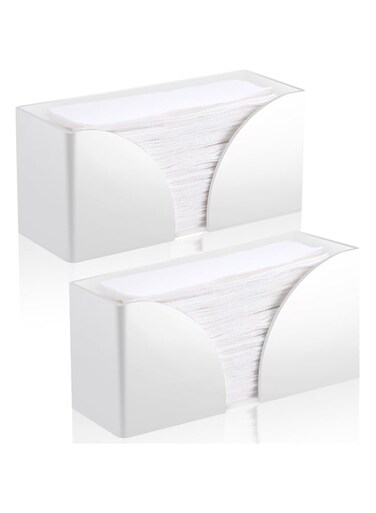 2PCS White Paper Towel Dispenser Countertop, AcrylicPaper Towel Holder for Bathroom Folded Paper Towel Dispenser Clear Trifold Paper Napkin Holder for Z-fold C-fold MultiFold Trifold - Home Kitchen
