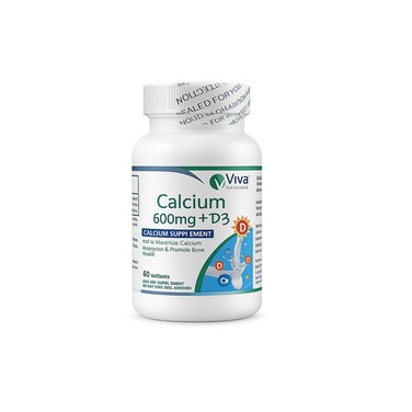 Viva Nutraceuticals Calcium 600mg + Vitamin D3 Bone Health Supplement 60 Softgels
