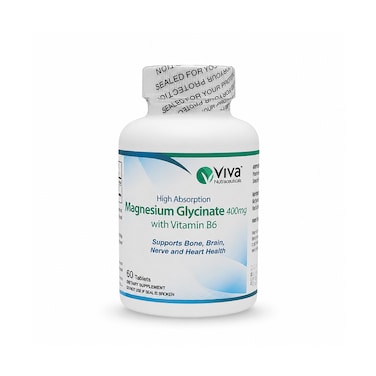 Viva Nutraceuticals Magnesium Glycinate 400mg With Vitamin B6 60 Tablets