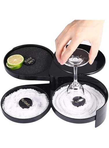 TonJin 1 Pack 3 Tier Bar Glass Rimmer for Margarita and Cocktail, Bartender Tool,Salt Box Spice Container