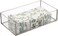BSTKEY Silver Glass Napkin Holder with Mirror Bottom - Rectangle Tissue Paper Towel Storage Tray