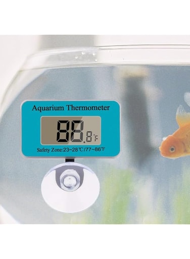 NeoStyle Aquarium Thermometer, LED Accurate Temperature Sensor, Touch and Sleep Mode, Energy saving Glass Container Stick-on Thermometer (Blue)