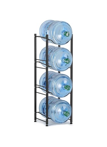 LIANTRAL 5 Gallon Water Jug Holder Water Bottle Storage Rack, 4 Tiers, Black