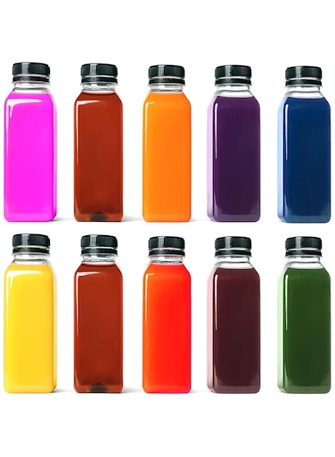 HYFY [10 PCS] 500ml Plastic Juice Bottles 16oz Clear Plastic Bottles With Caps Milk Bottle Water Bottles For Kids Empty Bottle Zamzam Water Gym Water Bottle Reusable Plastic Juice Bottle Leak Proof